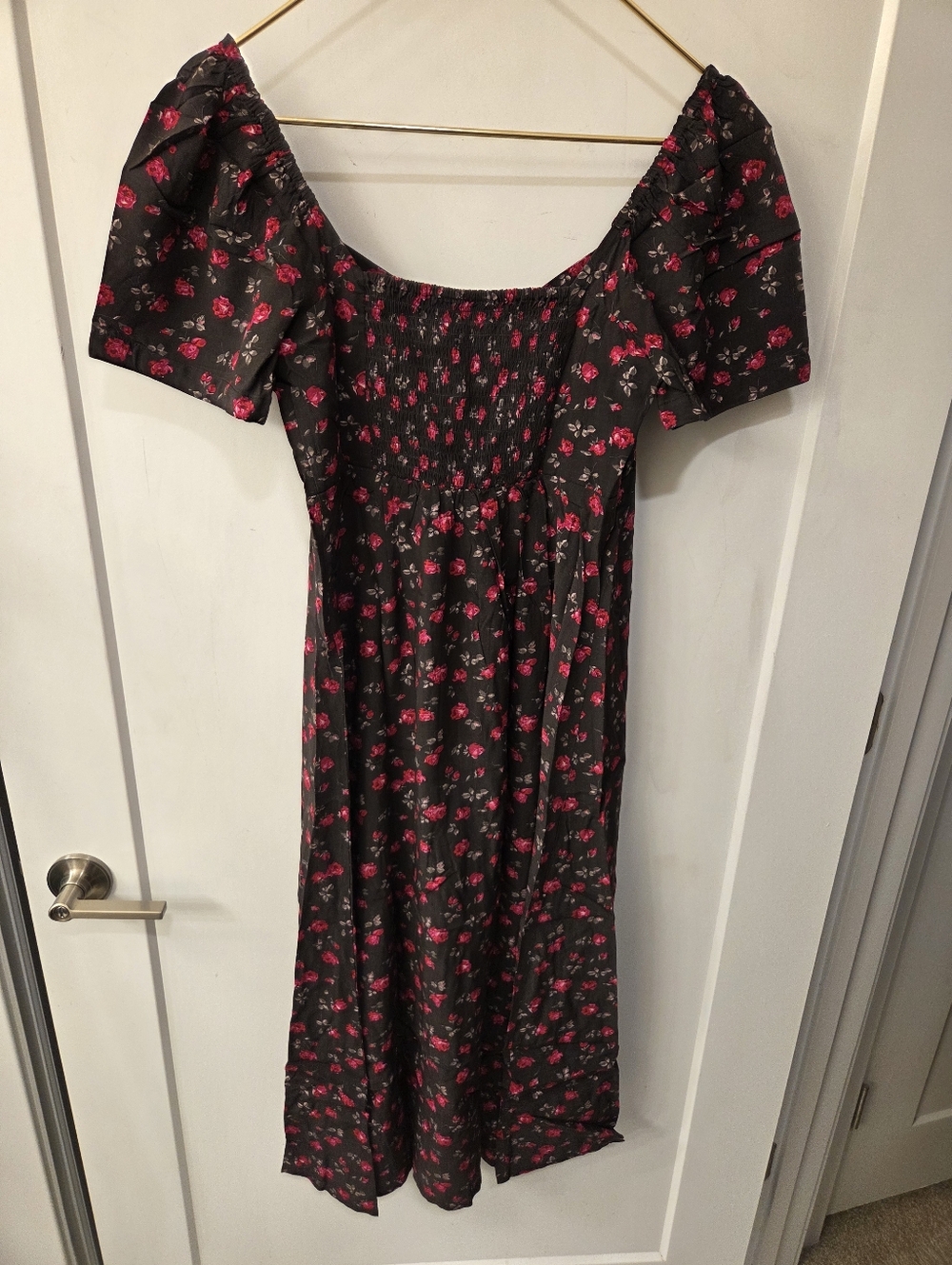 NWT - GAP Brown Floral Puff Short Sleeve Midi Dress - Size XXL - Picture 14 of 16